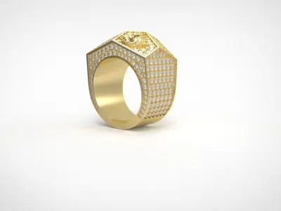 Double wolves men ring 3D print model