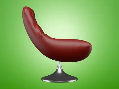 Leather Armchair and Metalic Twisted Base Style 3D model