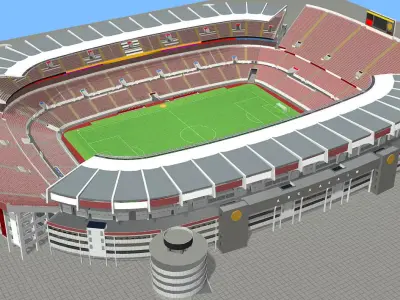 Fictional old stadium 3 - Football club arena 3D model