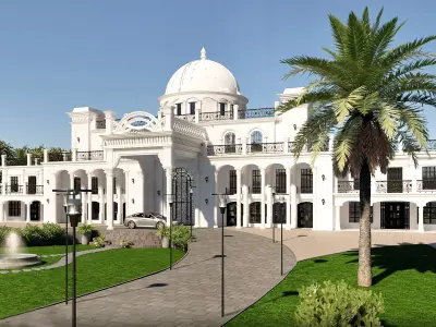Grand Estate with Domed Roof 3D Model 3D model