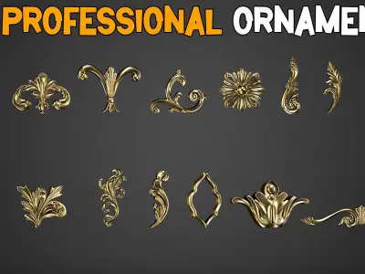 93 Ornament Kitbash imm brush and 5 Video Tutorials   Vol 2 Low-poly 3D model