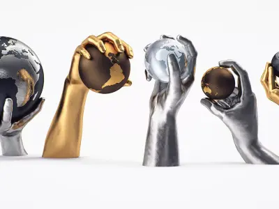 Hand holding globe collection 3D model