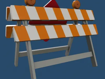 Traffic Alert Road Block Sign  Free low-poly 3D model