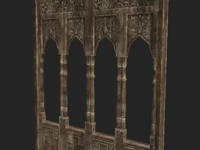 Inside Church Fence Wall Low-poly 3D model