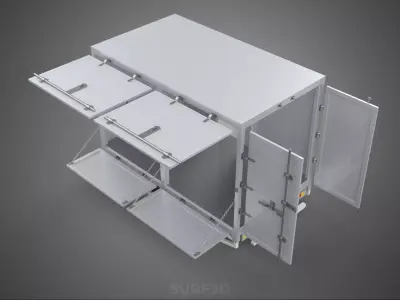 FREIGHT CUBE VAN BOX DROP SIDE TAILGATE REAR DOOR PICKUP TRUCK 3D model