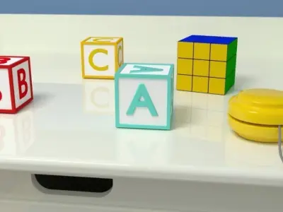 Toybox with Assorted Toys 3D model