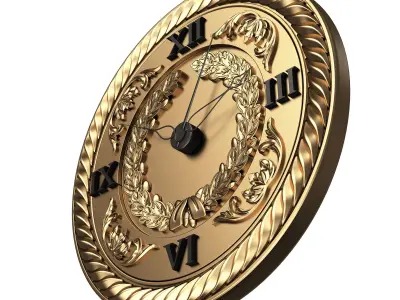 Classic Wall Clock 06 Gold Low-poly 3D model