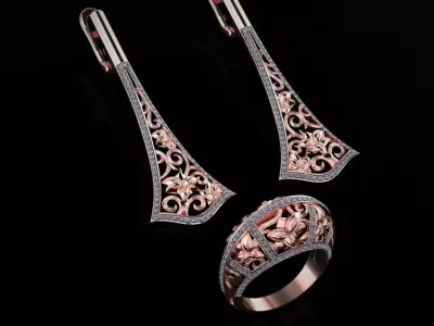 Ring and Earrings 29 3D print model