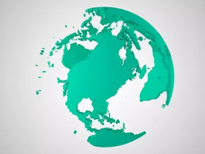 Globe Shell Teal 3D model