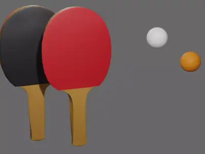 ping pong tennis raquet Low-poly 3D model