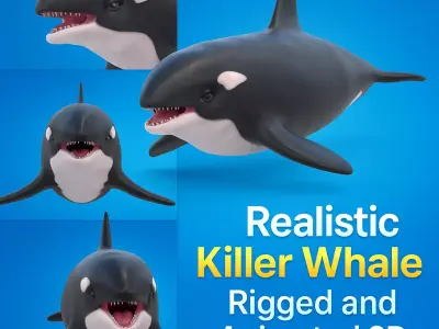 Realistic Killer Whale Low-poly 3D model