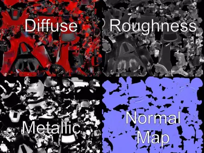 Sleek Red Sportscar model pack Low-poly 3D model