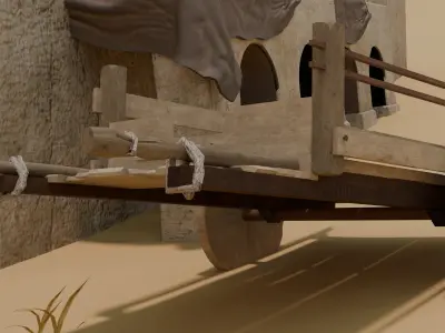 Medieval Wooden Cart 3D model
