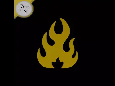 Simple Flame Symbol - 2D Art Free 3D print model order