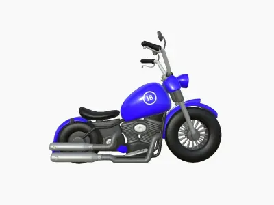 Motorcycle Cartoon A02 Blue Racing - Custom Vehicle Design Low-poly 3D model