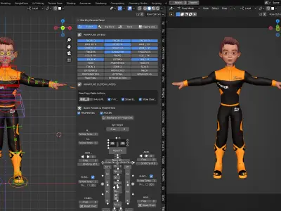 Rigged F1 Male Driver using BlenRig 6 Addon in Blender 3 3D model