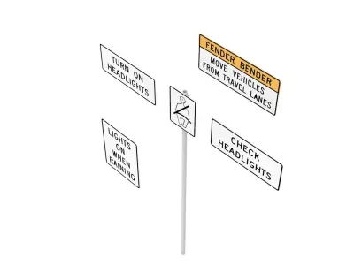 Road Sign - US - R16 Series Seat Belts And Headlight Use 3D model