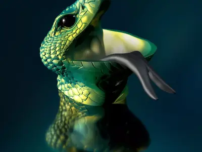 Snake Fantasy with Tongue  STL 3D Printing Model Thread Eater  3D print model
