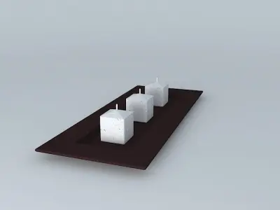 decor three candles on tray Free 3D model