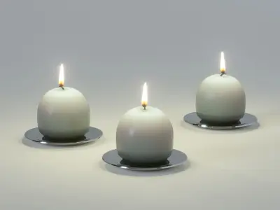 Candlesticks with candles Low-poly 3D model