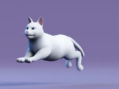 Low poly - Stylized cats - Khao Manee Cat Low-poly 3D model