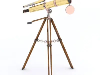 Ancient telescope Low-poly 3D model