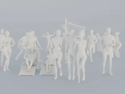 01 CROWDS BEACH SPORT SITTING PEOPLE SCANS MAN WOMAN 3D print model
