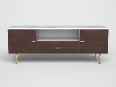 Elliotte media Cabinet walnut lacquered Low-poly 3D model