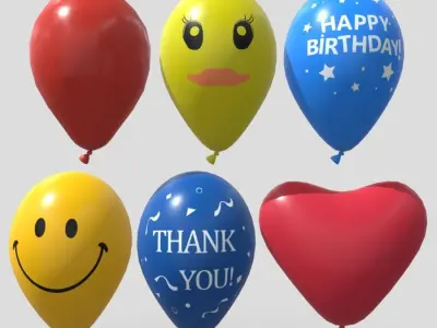 Balloon Pack Low-poly 3D model