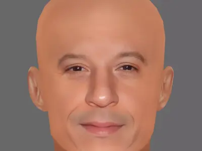 Vin Diesel Head - Lowpoly head for game Low-poly 3D model