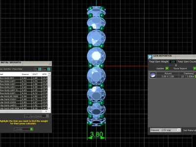 U Shaped Eternity Ring 3 point 8 mm stone size swiss 15 and EU55 3D print model