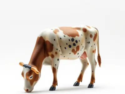 Spotted Cow Grazing Animation Farm model pack Low-poly 3D model