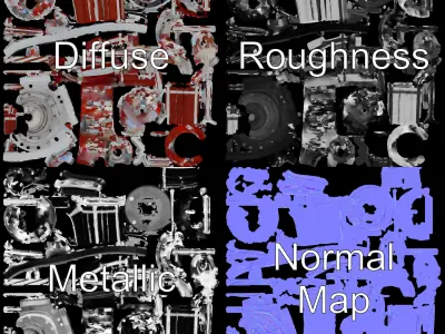 HighPrecision Electric Motor Model Pack Low-poly 3D model