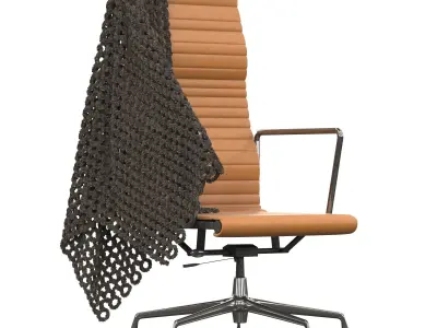 Genuine leather work chair 3D model