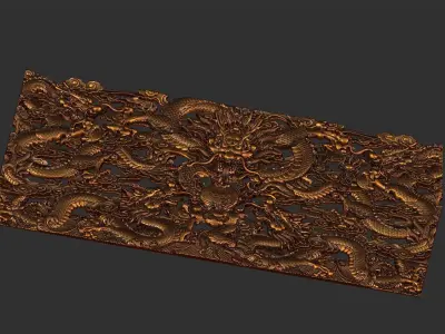 dragons chinese dragon carving 3D print model