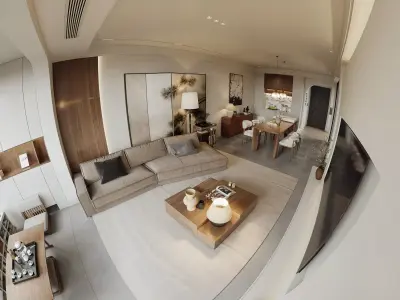 Modern living room dining room interior scenes 221 3D model
