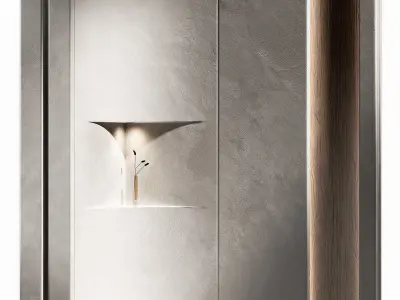 Corner wall section Plaster and wood niche partition 3D model