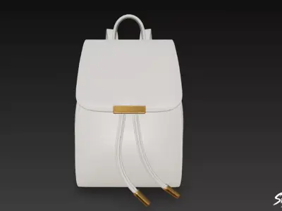 Ivory Leather Backpack Low-poly 3D model