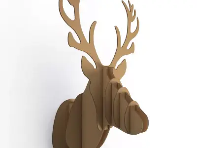 Cardboard Sculpture Deer 3D model