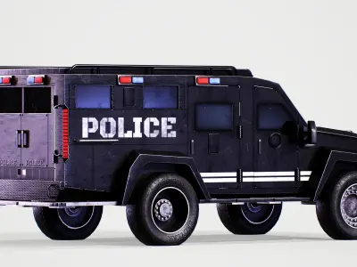 Police Truck Low-poly 3D model