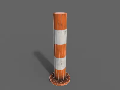 PBR Bollard OrangeWhite Low-poly 3D model