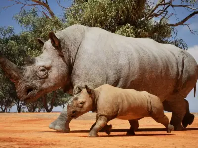 African Rhinoceros Low-poly 3D model