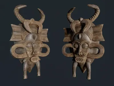 African Decor Mask 10 Low-poly 3D model