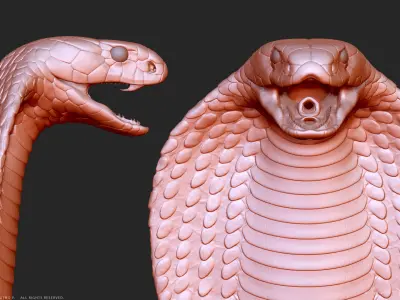 King Cobra Snake - Highpoly Sculpture 3D model