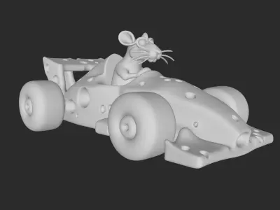 cheese f1 car and mouse 3D print model