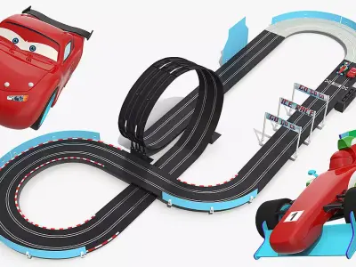 Toy Racing Car Track with Cars Generic 3D model