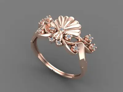 Women Ring Diamond Stone STL 3DM Lightweight Printable 3D print model 69