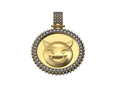 Iced evil emoji pendant with bail 3D print model