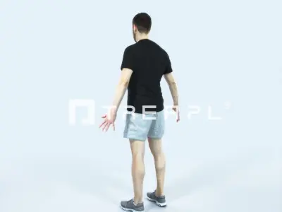 Portrait 09B Animated Rigged Sports Man Low-poly 3D model