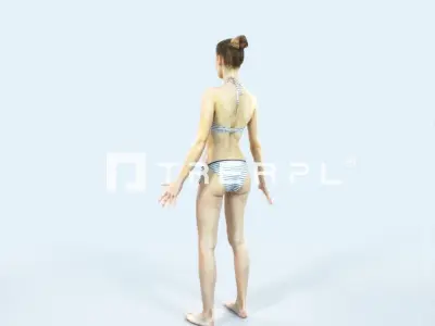 Beauty A Beach Animated Rigged Sports Woman Low-poly 3D model